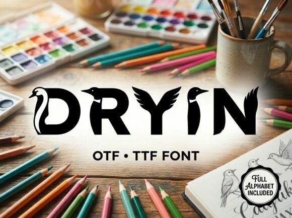 Dryin: Where Bold Typography Meets Serene Avian Art