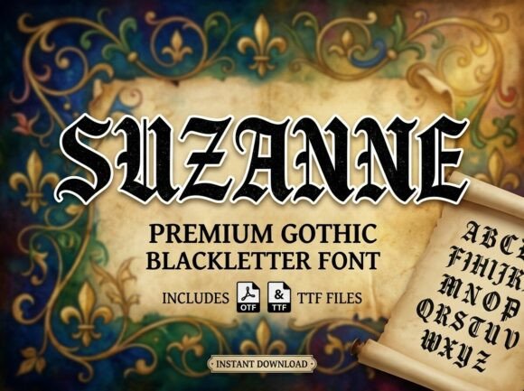 Suzanne: The Artistic Display Font for Bold Creators